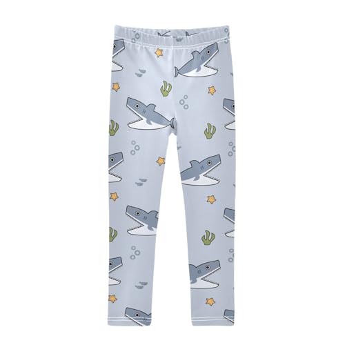 Shark Cartoon Girls Leggings,Workout Leggings for Girls Toddler Athletic Legging Size for 3-10T