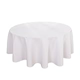 HIGHFLY Linen Round Tablecloth 60 Inch Waterproof White Tablecloth for Home Kitchen Dining Room