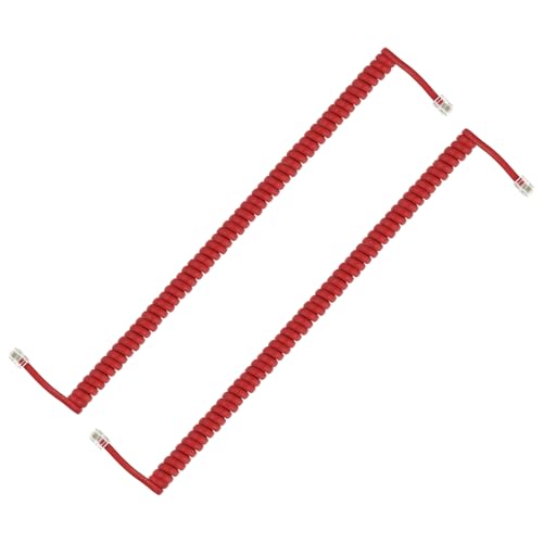 PATIKIL 2 Pack Phone Cord for Landline, 9.8 Feet(Coiled 1.6 Feet) RJ9/RJ10 4P4C Landline Handset Cord Universal Telephone Phone Cable for Telephone Handset Accessory, Red