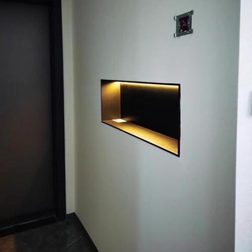 Duschablage aus Edelstahl, wasserdicht, zur Wandmontage, Einbauregal: LED-Duschablage, Edelstahl-Badezimmerregal zum Einbau, keine Fliesen erforderlich, große Kapazität, Wandregal für Toilet