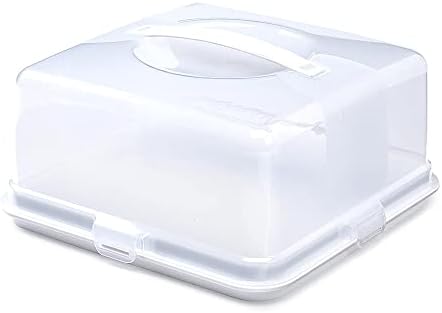 Reusable Plastic Storage Cake Box- Food Storage Container- Cake Storage Box- Plastic Takeaway Containers With Lid- Storage Container Lockable Lid Cover Box (1.3, Square, 1, 003831)