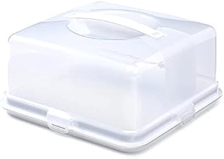 Reusable Plastic Storage Cake Box- Food Storage Container- Cake Storage Box- Plastic Takeaway Containers With Lid- Storage Container Lockable Lid Cover Box (1.3, Square, 1, 003831)