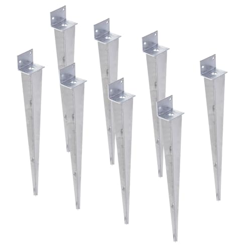 Aqbau® 8er Set Einschlag-Bodenhülse L 40 x 500 mm, Pfostenträger, Einschlaghülse, Einschlagbodenhülse Feuerverzinkt, Bodenhülsen für holzpfosten, Einschlaghülse, Erdspieß, L form