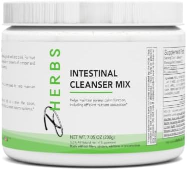 Dherbs Mezcla de bebida intestinal de limpieza de colon con polvo de cáscara de psyllium, 10 onzas.