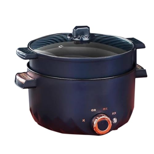 Yiustldd Olla eléctrica, multicocina con Doble Control de Potencia, compacta y portátil para Fiestas de Camping de 2 a 4 Personas,24cm
