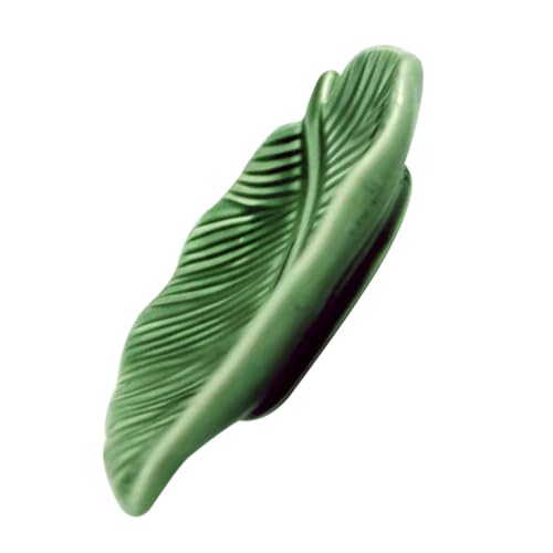 VILLCASE Plateau à Bijoux en Céramique Verte de Feuille Coupelle à Bagues Nordique Multifonctionnelle Accessoire Délicat pour Maison et Bureau