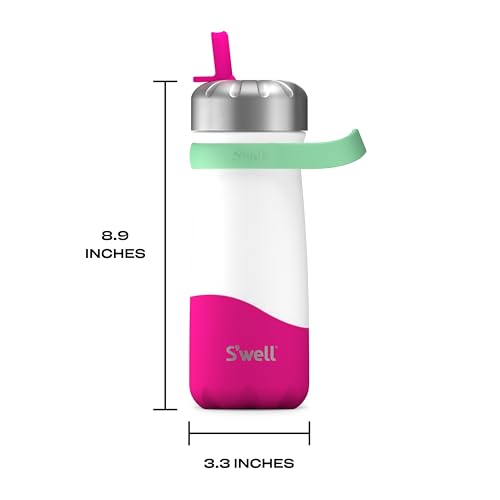 S'well Viajante de aço inoxidável com tampa flip de palha, 473 ml, frutas do dragão, recipientes is