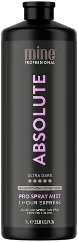 MineTan Spray Tan Solution | Absolute - Self Tanner Mist, Fake Tanning Best for Dark Bronzed Glow Skin Finish, Fast Dry, 1 Hour Express, Hydrating, Salon Professional Formula, 33 Fl Oz