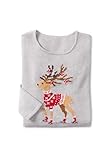 Woman Within Women's Plus Size Motif Sweater - 3X, Heather Grey Reindeer