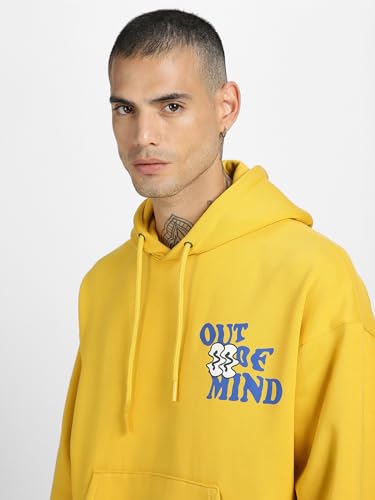 Image of Veirdo Cotton Poly Fleece Oversized Hooded Sweatshirt Baggy Fit Stylish Pocket Graphic Printed Hoodie for Men (Available in Sizes: S to 3XL)