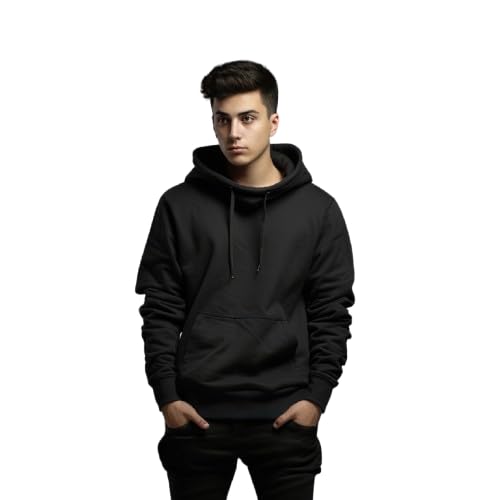 Image of Cotton Unisex Regular Fit Pullover Solid Hoodie Sweatshirt for Men & Women | Full Sleeve Lightweight Hoodie with Pockets | Winter Wear