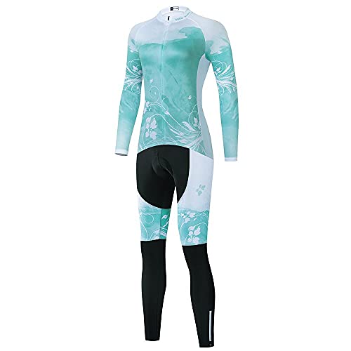Sudusudo Women's Cycling Jersey Set Bike Shirt Long Sleeve Cycling Clothing Bicycle Bib Pants With 20D Gel Padded #TOP5