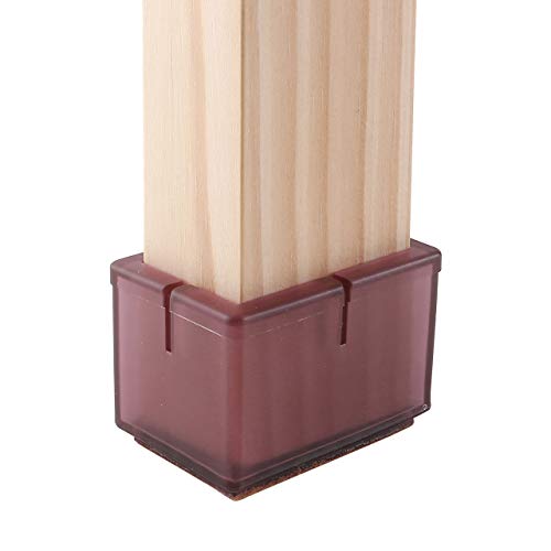 Chair Leg Caps, Warmhut 16Pcs Transparent Clear Silicone Table Furniture Leg Feet Tips Covers Wood Floor Protectors, Felt Pads, Prevent Scratches (Rectangle)(Brown) #TOP7