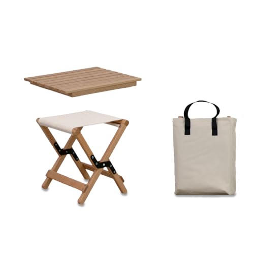 osoltus Holz Faltsessel Sessel Campingsessel/Multifunktionshocker Beige Hocker/Tisch Indoor & Outdoor