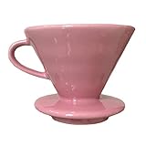 Kajava Mama Pour Over Coffee Dripper - Ceramic Slow Brewing Accessories for Home, Cafe, Restaurants - Easy Manual Brew Maker Gift - Strong Flavor Brewer - V01 Paper Cone Filters - Pink, 1 Cup