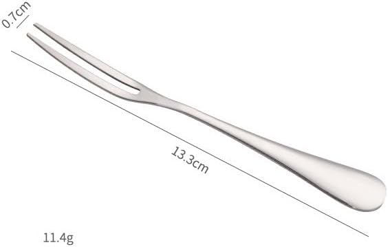 Flatware Silverware Set, Stainless Steel Tableware Fruit Fork Two-tine Fork Cake Fork Dessert Fork, Tableware Cutlery Set(6Set)