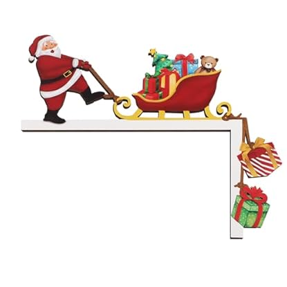 Foto di BETESSIN Decorazione Natale Porta Cornice Babbo Natale in Legno per Telaio Decorazione Natalizia Addobbi Natale Casa Porta Angoli