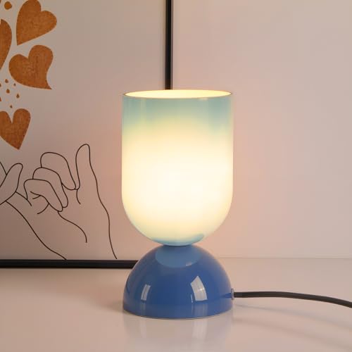 Lámpara de mesa moderna de vidrio 8.9 pulgadas azul