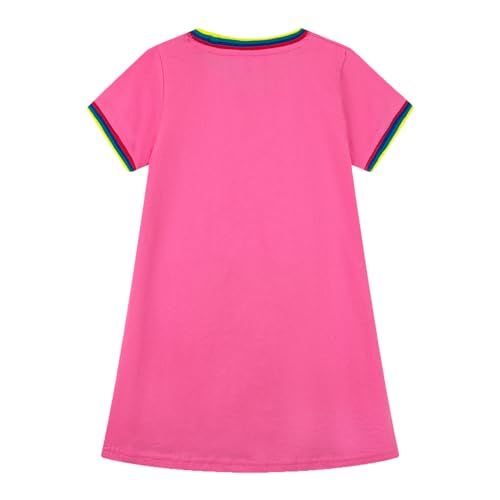 Image of HILEELANG Little Girl Short Sleeve Dress Easter Cotton Casual Applique Tunic Shirt Dresses
