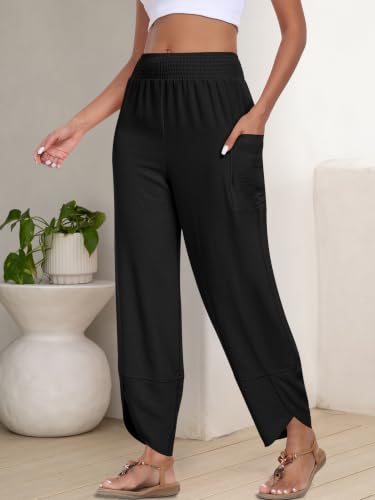 Image of ANRABESS Womens Wide Leg Palazzo Capri Barrel Pants