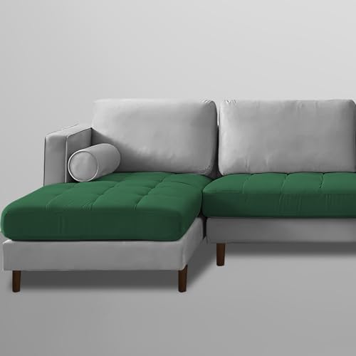 Image of Lezra LHS 4 Seater L Shape Sofa Set for Living Room (Green Grey Fabric) Premium Fabric Sofa