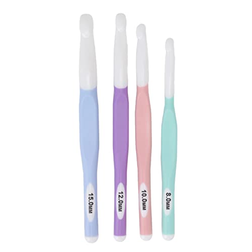 EVTSCAN 4 Pcs Crochet Hooks Ergonomic Design Clear Scale Plastic Crochet Hook Set for Knitting Carpets Blanket Scarf