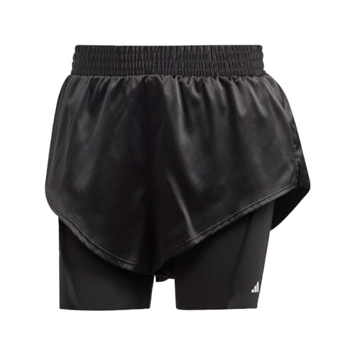adidas Women's Power Aeroready Two-in-One Shorts, Black/White, XX-Large