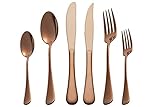 Selafun 24 Piece Rose Gold Flatware Set.Stainless Steel Rose Gold Silverware Set.Titanium Plating Tableware Cutlery Set. Utensil Set for Kitchens. Dishwasher Safe(Service for 4)