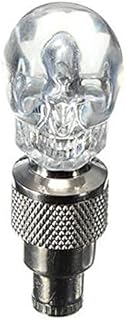 2Pcs Flash LED Skull Valve Dust Car Motorbike Valve Cap - White
