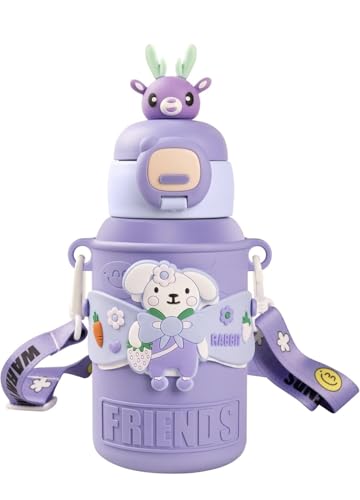 Image of Katty Mao Kids Water Bottle, Sipper Water Bottle For School (Rabbit, Sea Blue)