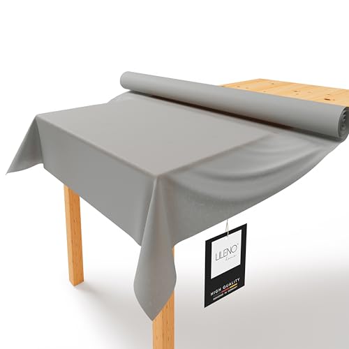 LILENO HOME Rouleau de nappe 1,10 x 25 m - Nappe moyen gris en non-tissé - Aspect tissu, nappe lavable en rouleau, nappe au mètre - Rouleau de nappe en papier jetable...