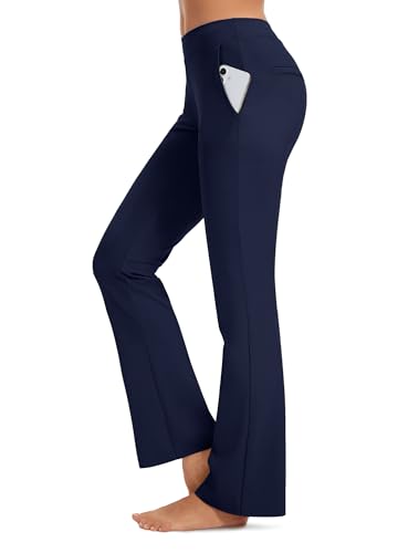 Safort Pantalon de Yoga pour Femme - Coupe Bootcut - Pantalon décontracté avec Poches pour Dames de Grande Taille,Bleu, M – vue 2