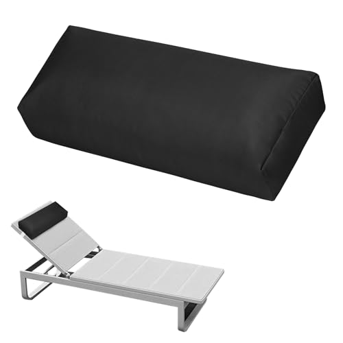 Rasugarlary Headrest Pillow for Pool Chaise Lounge, Pool Lounge Pillows Outdoor with Elastic Band for Recliner and Pool Patio Chairs, Head Neck Support Pillow (22x8.6x3.9,Black)