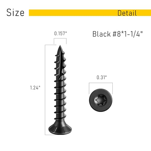 Image of 150pcs Deck Screws #8 x 1-1 /4 Inch Wood Screw Star /Trox Drive Structural Screw for Timber, Log, Landscaping Wood Etc.