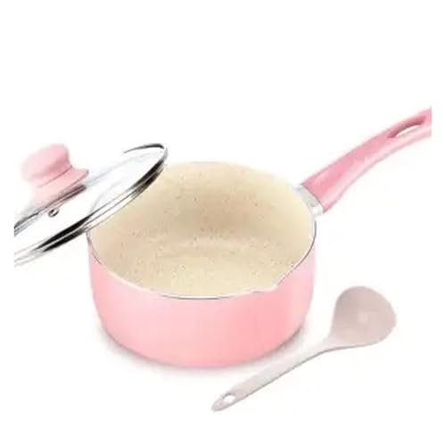 Ollas Cocina Olla for sopa de color rosa 16 cm/18 cm, cacerola for leche, sartén antiadherente portátil, utensilios cocina for cocinas gas y inducción(16cm)