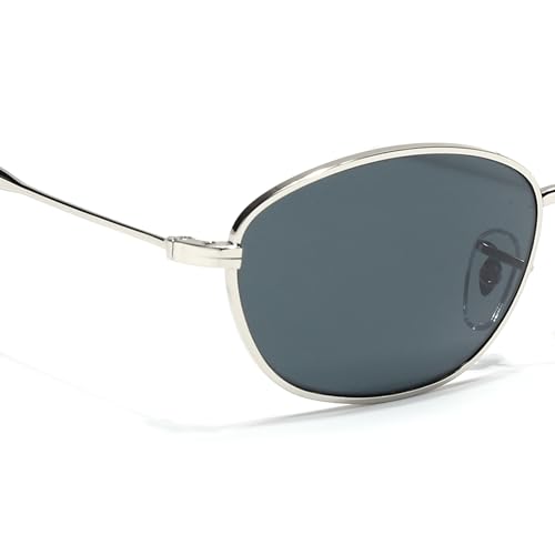 Image of Voyage Oval Polarized Sunglasses for Men & Women (Black Lens | Grey Frame - MG7625)