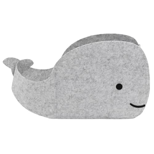 Image of Aynaxcol Storage Basket Felt Storage Bin Whale Shaped Collapsible & Convenient Box Organizer with Carry Handles for Home Bedroom Closet Babies Nursery Toys (Large)