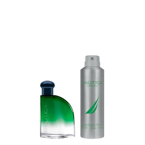 Image of Nautica Color Green Giftset 1.6 fl oz EDT + 5.9 oz Deodorizing Body, Woody Fougere, Notes of Ginger, Geranium and Vetiver, Men's Duo Pack, Long Lasting, Everyday Fragrance