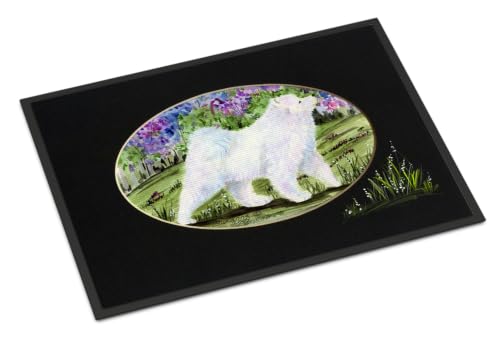 Caroline's Treasures SS8059MAT Samoyed Doormat 18x27 Front Door Mat Indoor Outdoor Rugs for Entryway, Non Slip Washable Low Pile, 18H X 27W