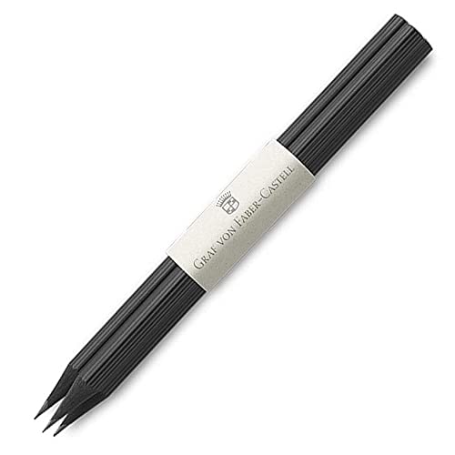 Graf von Faber-Castell 118638 3 lápices de madera con botón grabado, negro