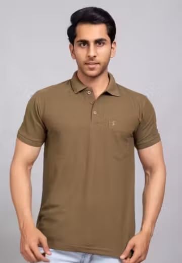 Image of Men's Polo T-Shirt, Grey, Short Sleeve, Casual Style with Chest Pocket
