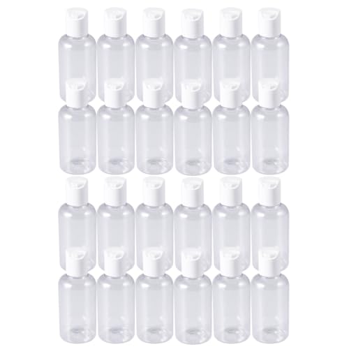 BATHVEVE Botellas Rellenables de Viaje 75 Ml Pack 24 Unidades Envases para Champú Loción y Gel Material Inodoro Tamaño Compacto para Maleta Uso en Viajes y Deportes Color Aleatorio
