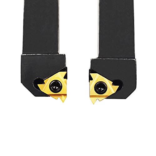 5/8" 2PCS CNC Lathe Carbide Indexable Threading Turning Tool Holder SER1616H16 + SEL1616H16 with 2PCS 16ER/IR AG60 BP010 Indexable Carbide Turning Insert Blade