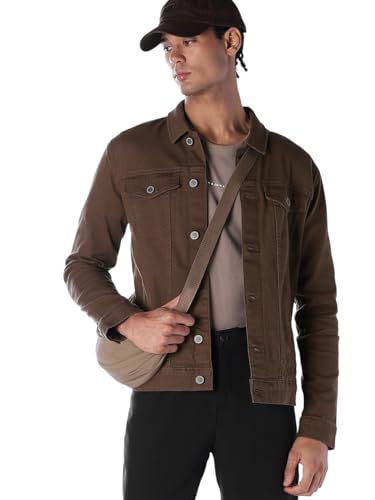 Image of JACK & JONES Men's Spread Collar Cotton Standard Length Washed Denim Jacket