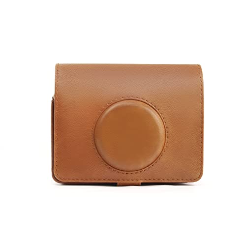 Image of Breatoi Protective Camera Case for Mini EVO Horizontal PU Leather Bag with Adjustable Shoulder Strap-Brown