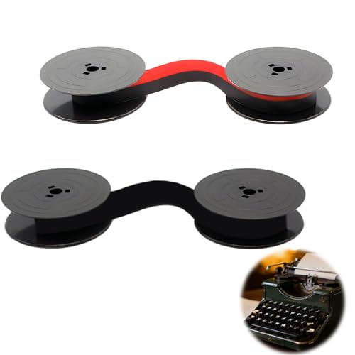 2 cintas para máquina de escribir compatibles con Olivetti Lettera, cinta para máquina de escribir mecánica, 8 metros, longitud 52 mm de diámetro, negro, rojo y negro, para máquina de escribir