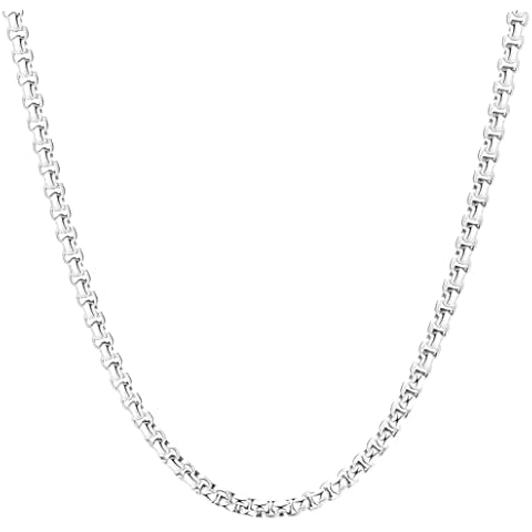 FEEL STYLE 3mm 22Inch Silver Stainless Steel Rolo Chain for Men, Mens Chain Necklaces, Stainless Steel Chain Necklaces for Men Women Cover