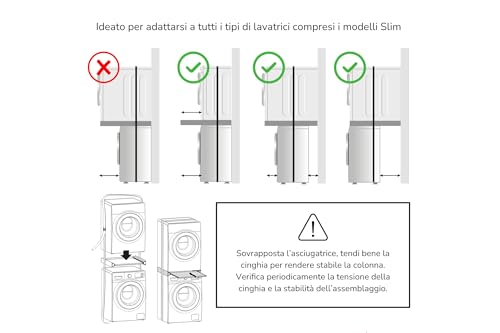 Superior Electronics Kit Sovrapposizione Lavatrice e Asciugatrice con Ripiano 60Kg - 7
