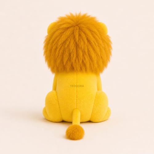 Image of Baby Lion Soft Toy for Girls Boys Kids, Yellow, Animal Plush Stuffed Teddy Gift Birthday, 18 cm