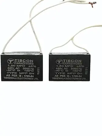 M&M HARIS 1.5 uf/MFD 440V Tibcon Capacitor for Wall Fan/Table Fan Capacitor (Pack of 2)